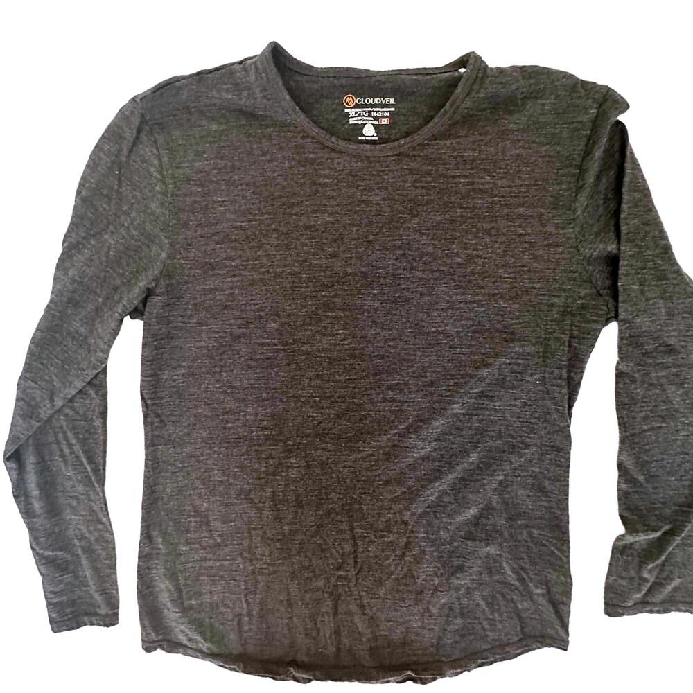 Cloudveil Men's Dark Gray 100% Merino Wool Base Layer Shirt - XL